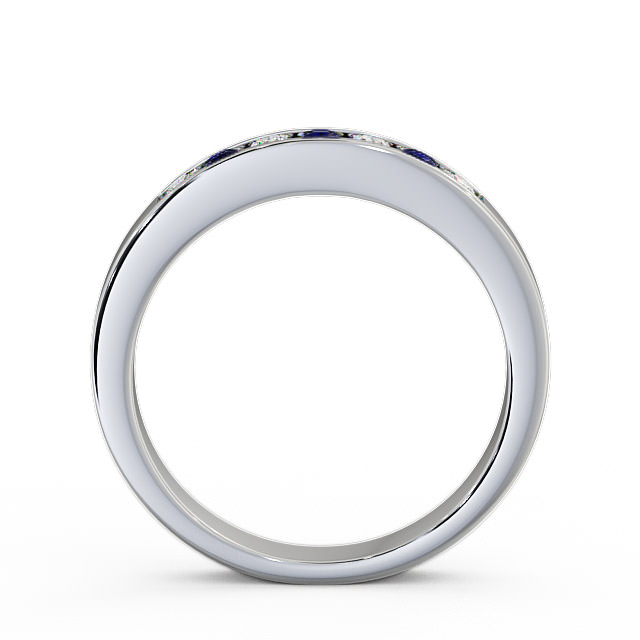 Seven Stone Blue Sapphire and Diamond 0.27ct Ring 18K White Gold - Haughley SE8GEM_WG_BS_UP