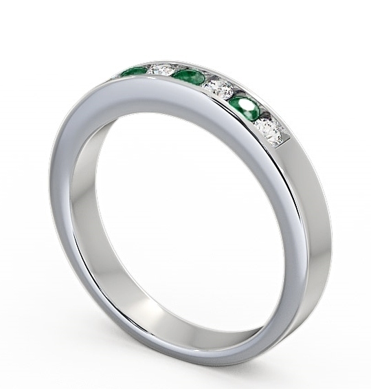 Seven Stone Emerald and Diamond 0.24ct Ring 18K White Gold SE8GEM_WG_EM_THUMB1 