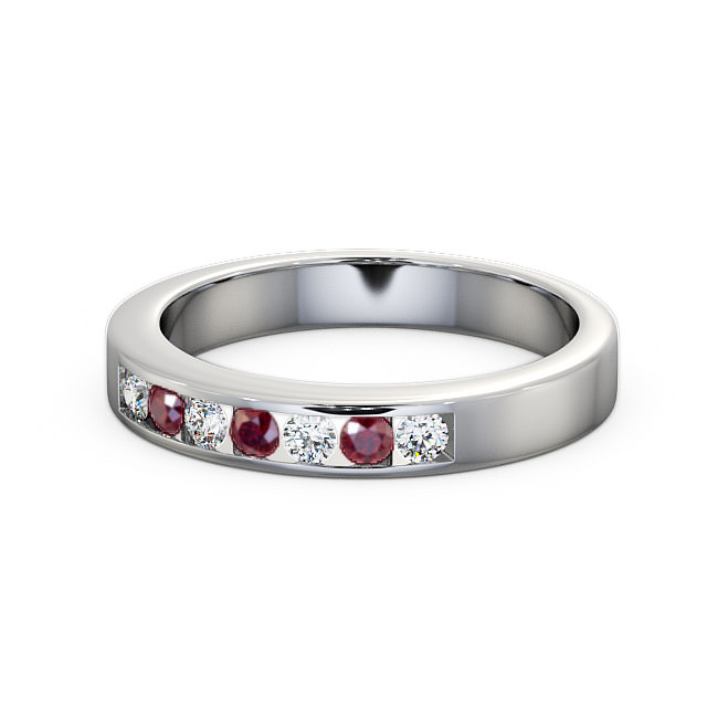 Seven Stone Ruby and Diamond 0.27ct Ring 9K White Gold - Haughley SE8GEM_WG_RU_FLAT
