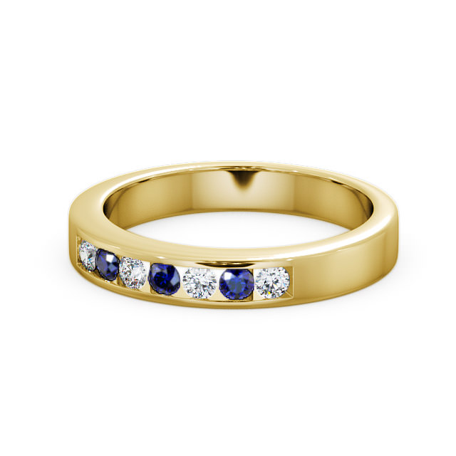 Seven Stone Blue Sapphire and Diamond 0.27ct Ring 9K Yellow Gold - Haughley SE8GEM_YG_BS_FLAT