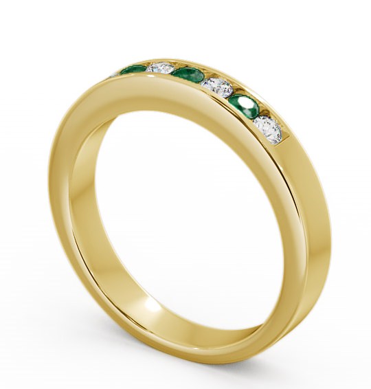 Seven Stone Emerald and Diamond 0.24ct Ring 9K Yellow Gold - Haughley SE8GEM_YG_EM_THUMB1