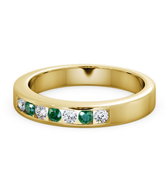  Seven Stone Emerald and Diamond 0.24ct Ring 18K Yellow Gold - Haughley SE8GEM_YG_EM_THUMB2 