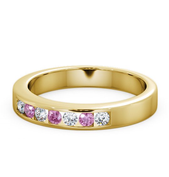  Seven Stone Pink Sapphire and Diamond 0.27ct Ring 18K Yellow Gold - Haughley SE8GEM_YG_PS_THUMB2 