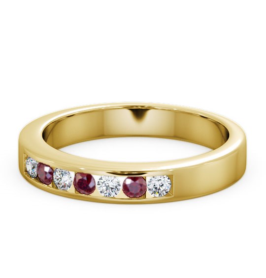  Seven Stone Ruby and Diamond 0.27ct Ring 18K Yellow Gold - Haughley SE8GEM_YG_RU_THUMB2 