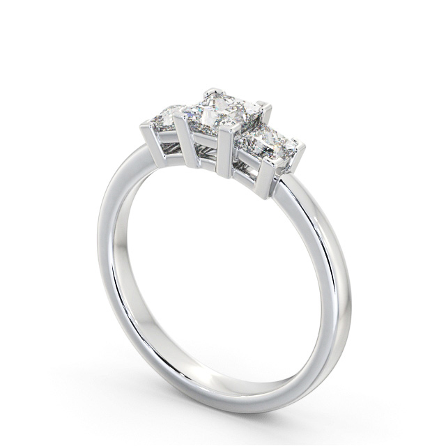 Three Stone Princess Diamond Ring 18K White Gold - Ingham TH100_WG_SIDE