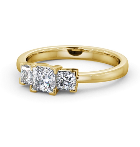 Three Stone Princess Diamond Trilogy Ring 18K Yellow Gold TH100_YG_THUMB2 