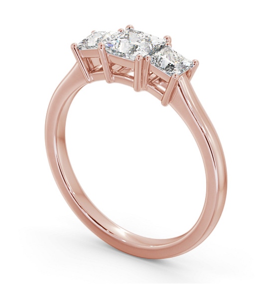 Three Stone Princess Diamond Ring 9K Rose Gold - Letta TH101_RG_THUMB1