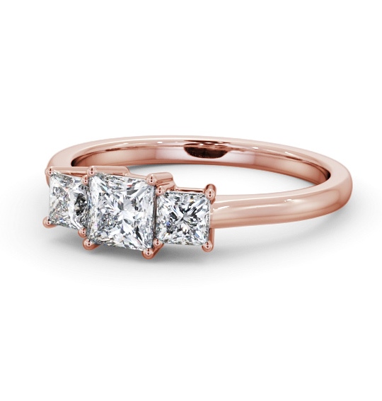  Three Stone Princess Diamond Ring 18K Rose Gold - Letta TH101_RG_THUMB2 