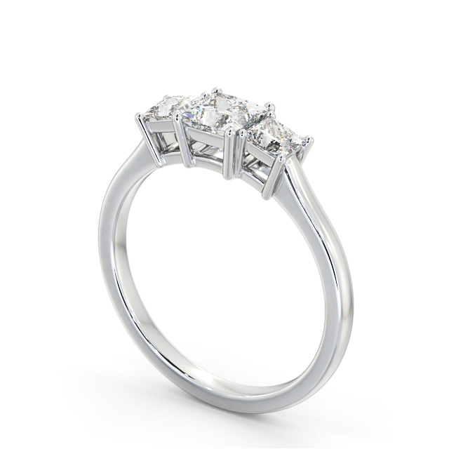 Three Stone Princess Diamond Ring 18K White Gold - Letta TH101_WG_SIDE