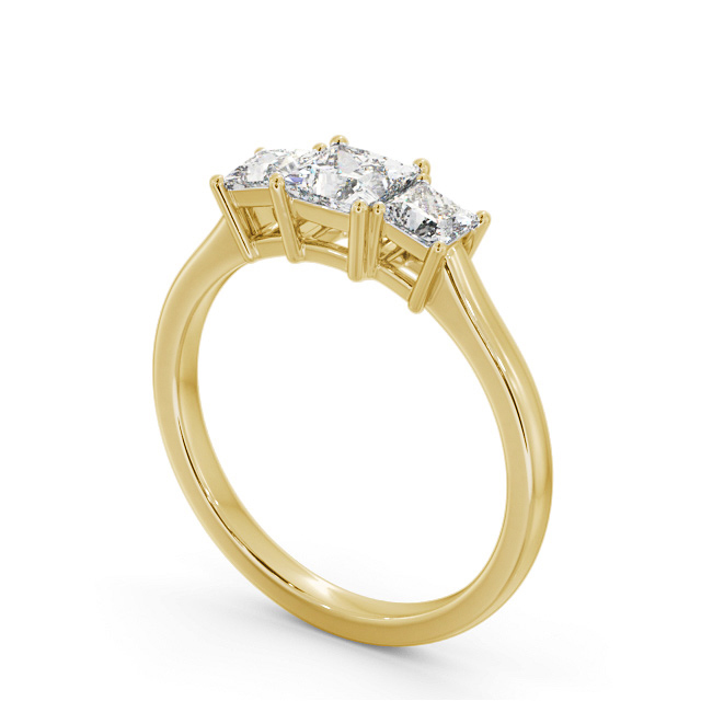 Three Stone Princess Diamond Ring 9K Yellow Gold - Letta TH101_YG_SIDE