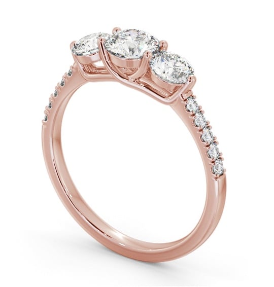  Three Stone Round Diamond Ring 9K Rose Gold - Anisha TH102_RG_THUMB1 