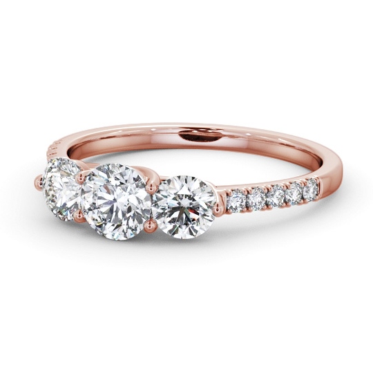  Three Stone Round Diamond Ring 9K Rose Gold - Anisha TH102_RG_THUMB2 