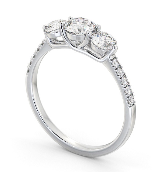  Three Stone Round Diamond Ring 18K White Gold - Anisha TH102_WG_THUMB1 