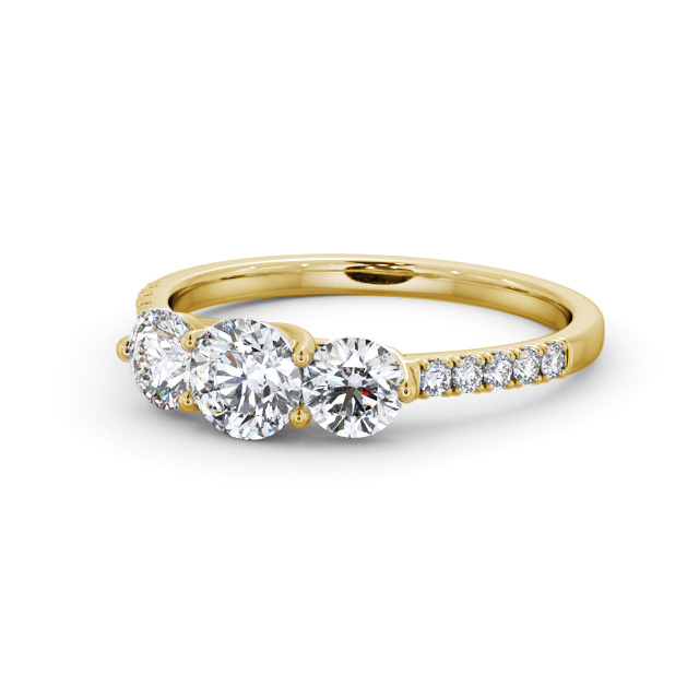Three Stone Round Diamond Ring 18K Yellow Gold - Anisha TH102_YG_FLAT