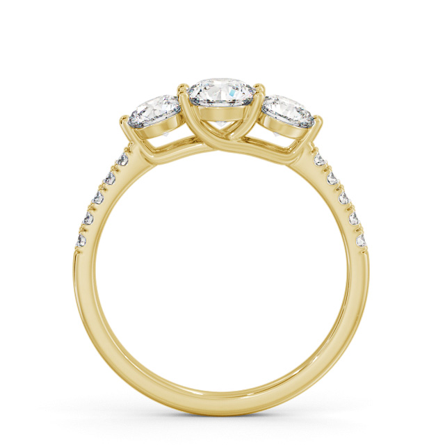 Three Stone Round Diamond Ring 18K Yellow Gold - Anisha TH102_YG_UP
