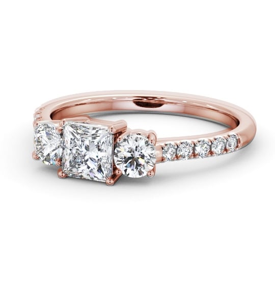  Three Stone Princess Diamond Ring 9K Rose Gold - Aldbrook TH103_RG_THUMB2 
