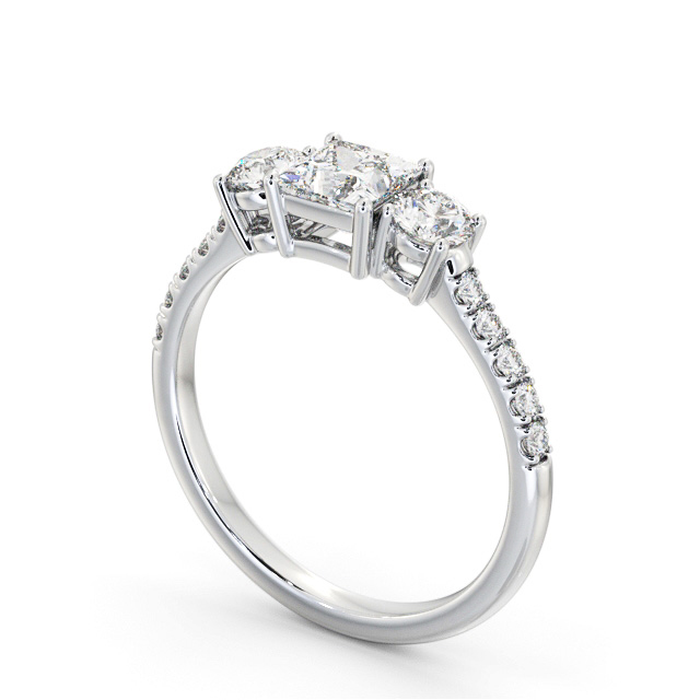 Three Stone Princess Diamond Ring 18K White Gold - Aldbrook TH103_WG_SIDE
