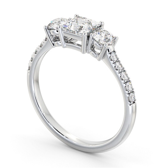 Three Stone Princess and Round Diamond Ring Platinum with Side Stones TH103_WG_THUMB1 