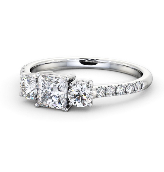 Three Stone Princess Diamond Ring 18K White Gold - Aldbrook TH103_WG_THUMB2 