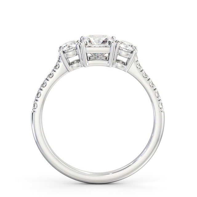 Three Stone Princess Diamond Ring 18K White Gold - Aldbrook TH103_WG_UP