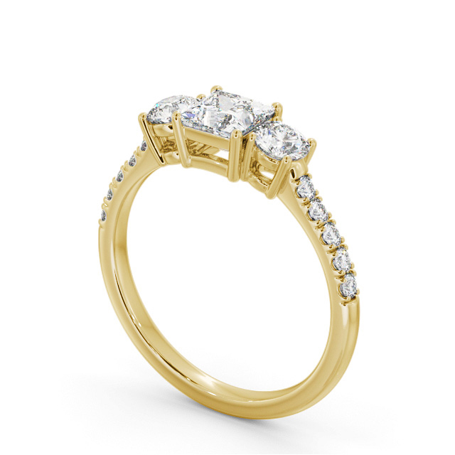 Three Stone Princess Diamond Ring 9K Yellow Gold - Aldbrook TH103_YG_SIDE