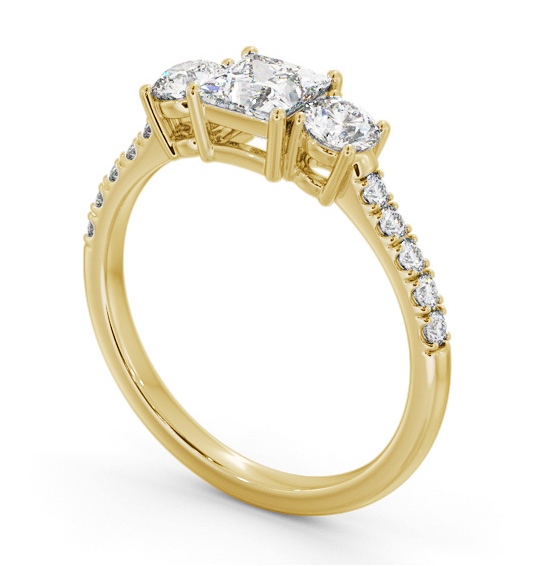 Three Stone Princess and Round Diamond Ring 9K Yellow Gold with Side Stones TH103_YG_THUMB1