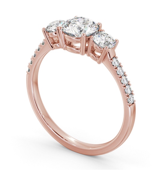 Three Stone Round Diamond Trilogy Ring 18K Rose Gold with Side Stones TH104_RG_THUMB1