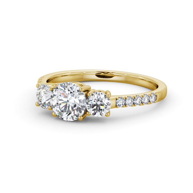 Three Stone Round Diamond Ring 18K Yellow Gold - Laleham TH104_YG_FLAT