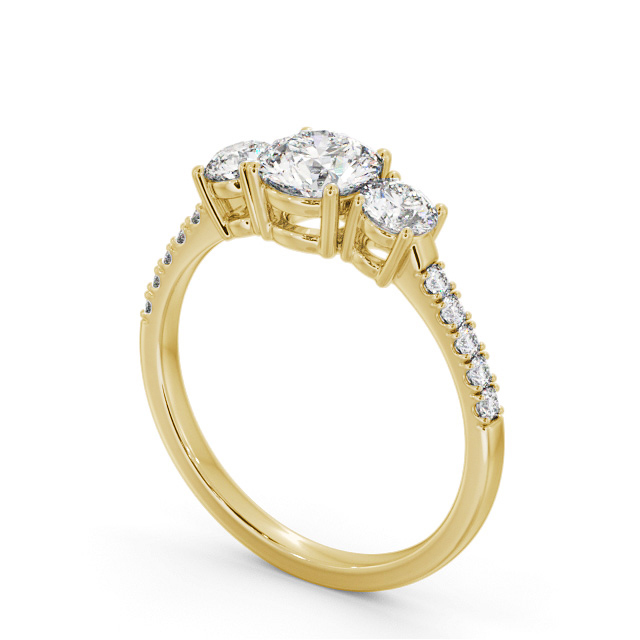Three Stone Round Diamond Ring 18K Yellow Gold - Laleham TH104_YG_SIDE