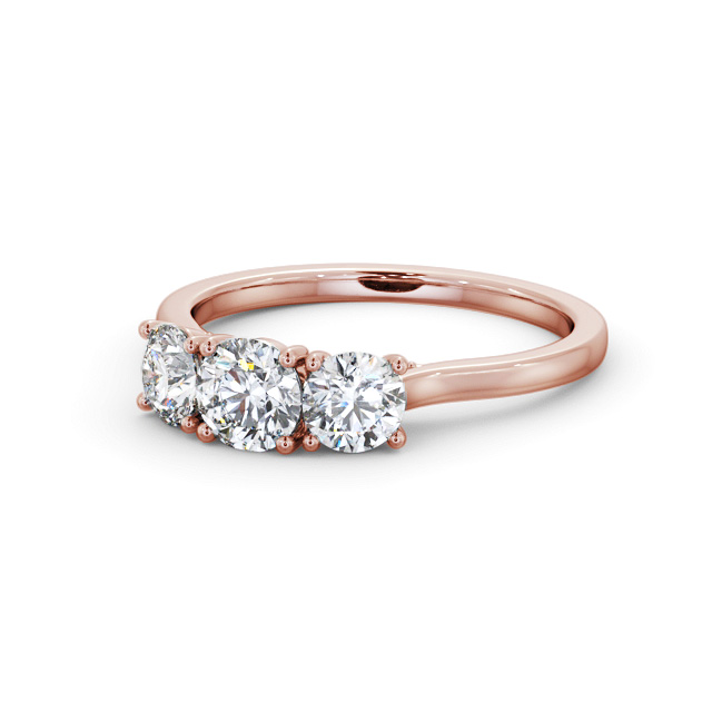 Three Stone Round Diamond Ring 9K Rose Gold - Coulson TH105_RG_FLAT