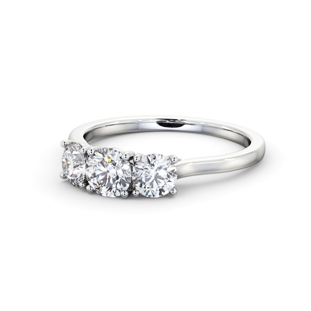 Three Stone Round Diamond Ring 18K White Gold - Coulson TH105_WG_FLAT
