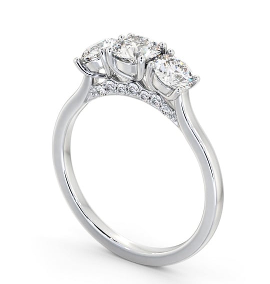  Three Stone Round Diamond Ring 18K White Gold - Coulson TH105_WG_THUMB1 