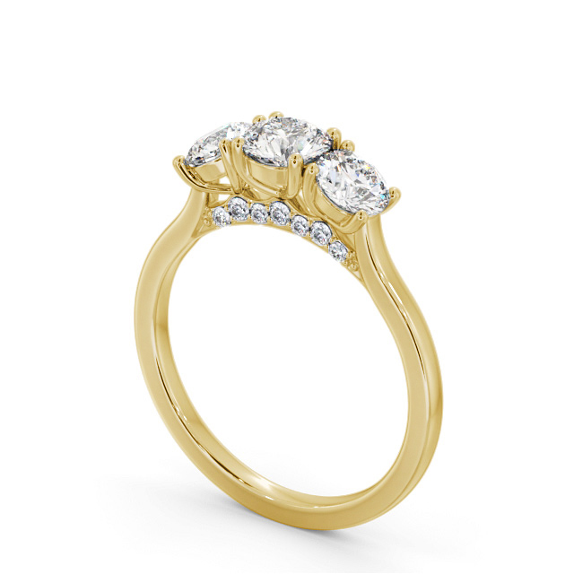 Three Stone Round Diamond Ring 18K Yellow Gold - Coulson TH105_YG_SIDE