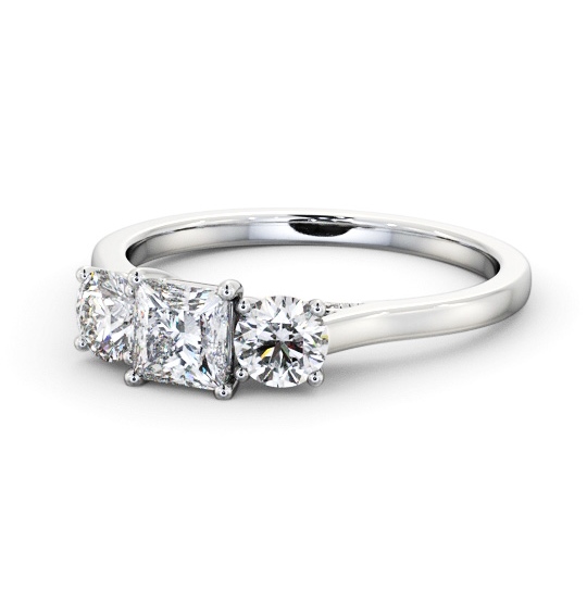  Three Stone Princess Diamond Ring 9K White Gold - Visella TH106_WG_THUMB2 