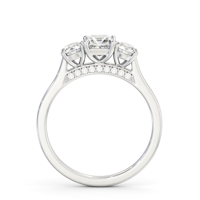 Three Stone Princess Diamond Ring 18K White Gold - Visella TH106_WG_UP