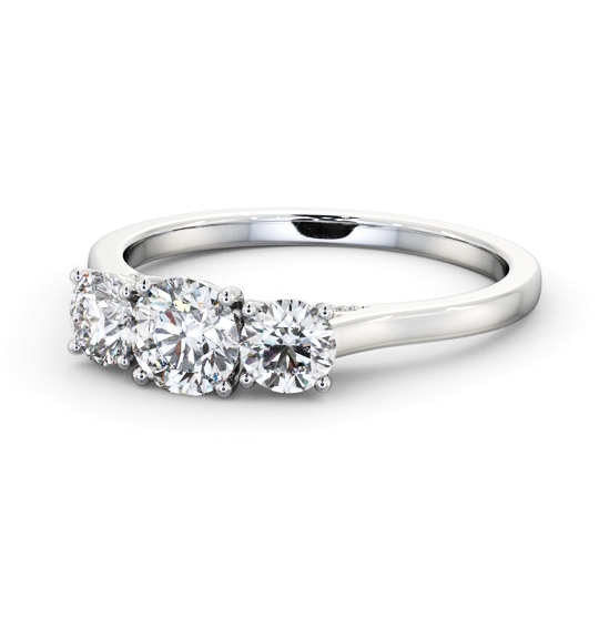  Three Stone Round Diamond Ring 9K White Gold - Ainsley TH107_WG_THUMB2 