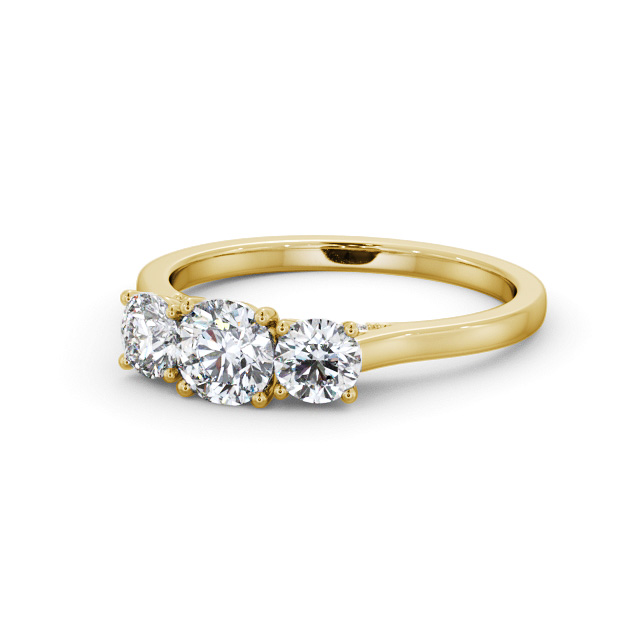 Three Stone Round Diamond Ring 18K Yellow Gold - Ainsley TH107_YG_FLAT