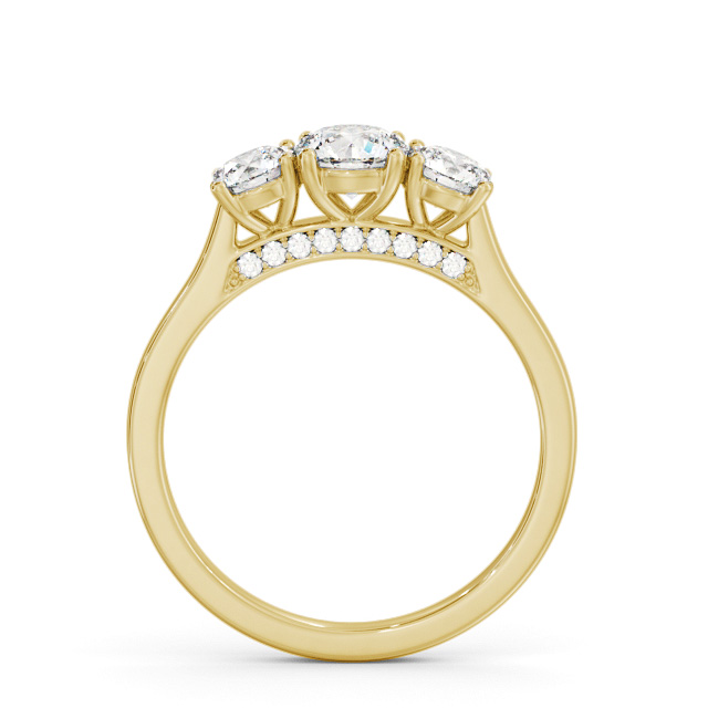 Three Stone Round Diamond Ring 18K Yellow Gold - Ainsley TH107_YG_UP