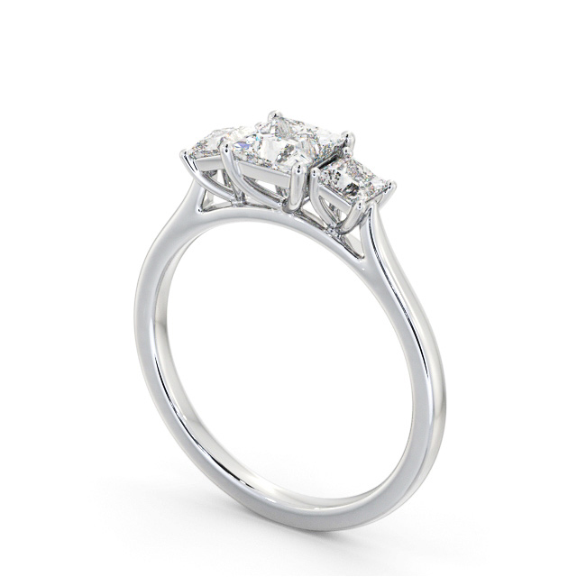 Three Stone Princess Diamond Ring Platinum - Pineda TH108_WG_SIDE