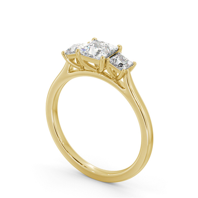 Three Stone Princess Diamond Ring 9K Yellow Gold - Pineda TH108_YG_SIDE