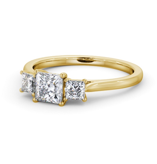 Three Stone Princess Diamond Classic Trilogy Ring 18K Yellow Gold TH108_YG_THUMB2 