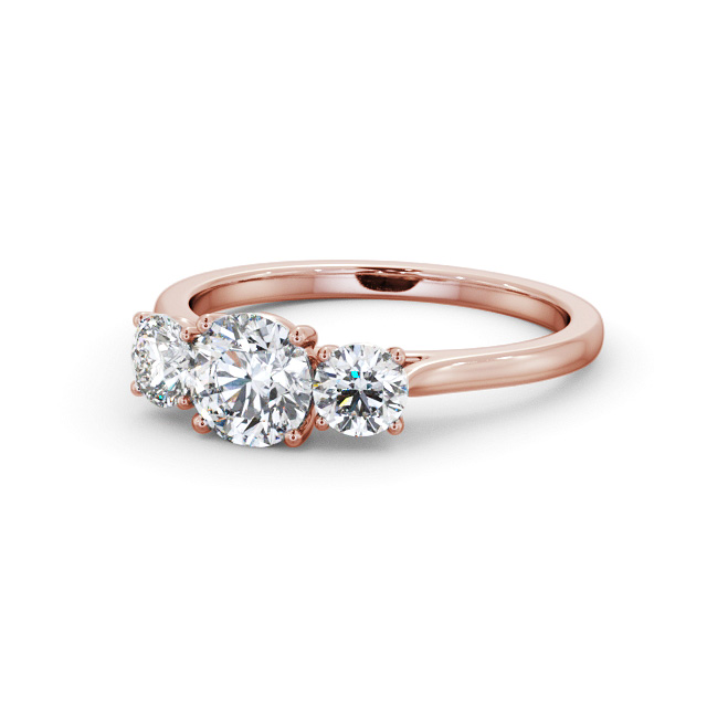 Three Stone Round Diamond Ring 9K Rose Gold - Holden TH109_RG_FLAT