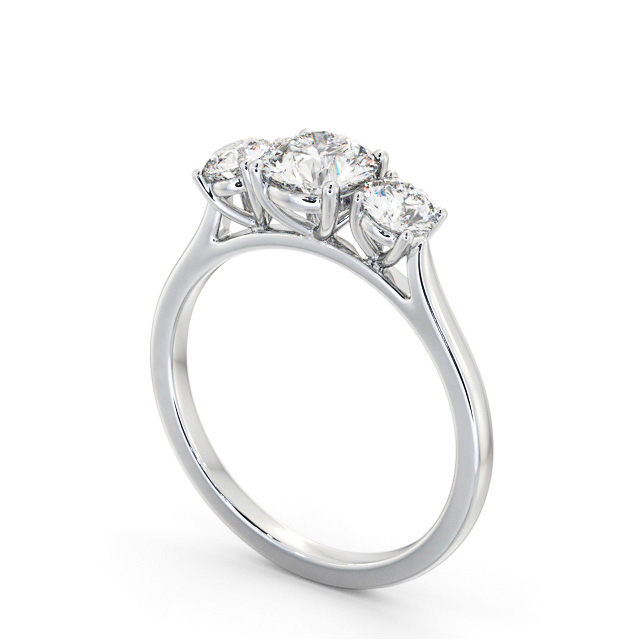 Three Stone Round Diamond Ring 18K White Gold - Holden TH109_WG_SIDE