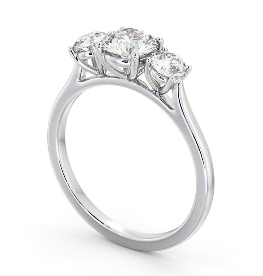  Three Stone Round Diamond Ring 9K White Gold - Holden TH109_WG_THUMB1 