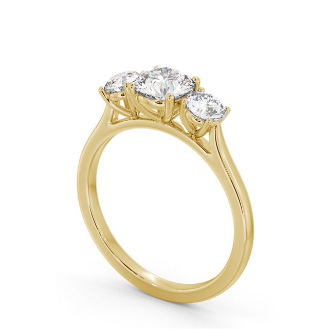 Three Stone Round Diamond Ring 18K Yellow Gold - Holden TH109_YG_SIDE
