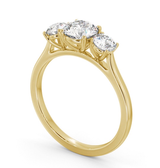 Three Stone Round Diamond Ring 18K Yellow Gold - Holden TH109_YG_THUMB1