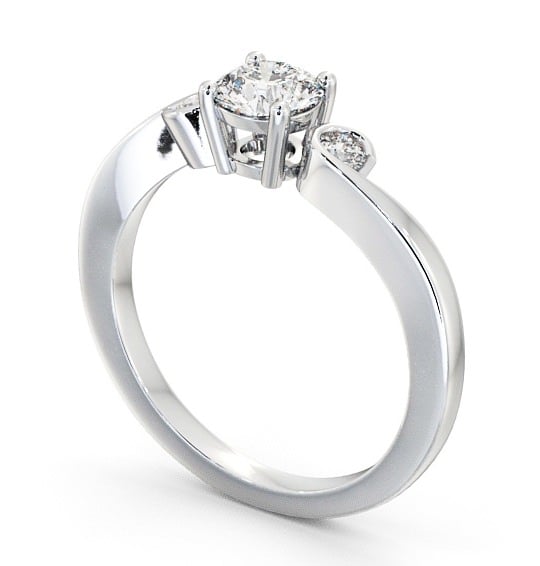 Three Stone Round Diamond Sweeping Band Engagement Ring 18K White Gold TH10_WG_THUMB1 