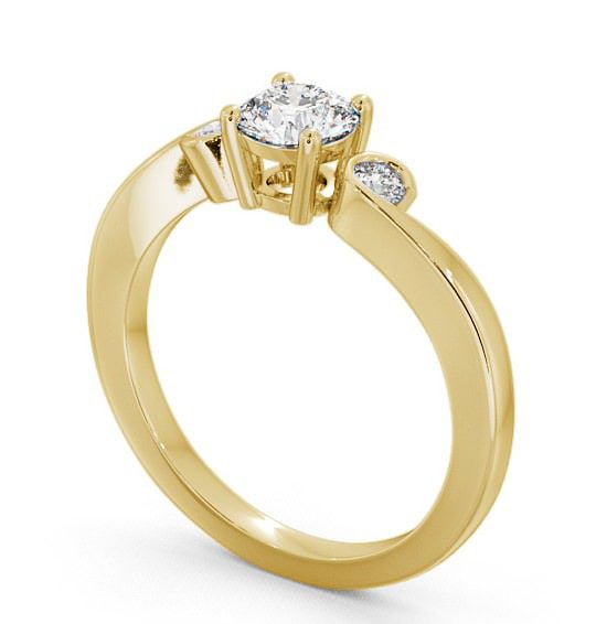 Three Stone Round Diamond Sweeping Band Engagement Ring 18K Yellow Gold TH10_YG_THUMB1