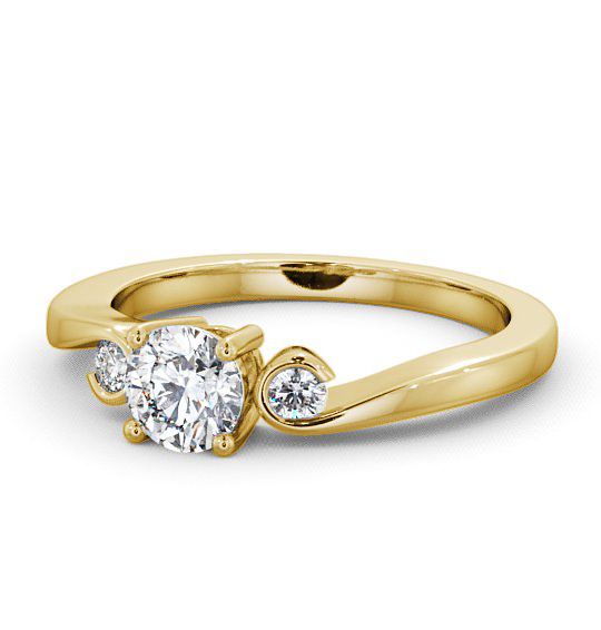  Three Stone Round Diamond Engagement Ring 18K Yellow Gold - Keston TH10_YG_THUMB2 
