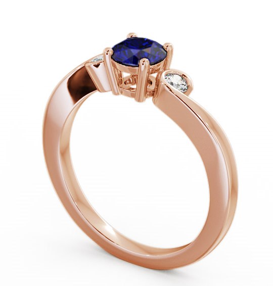 Three Stone Blue Sapphire and Diamond 0.75ct Ring 9K Rose Gold TH10GEM_RG_BS_THUMB1